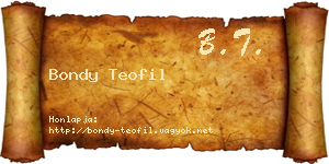 Bondy Teofil névjegykártya